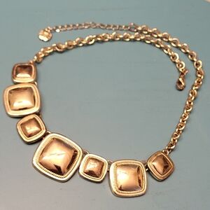 Vintage Monet Gold Square Statement Necklace